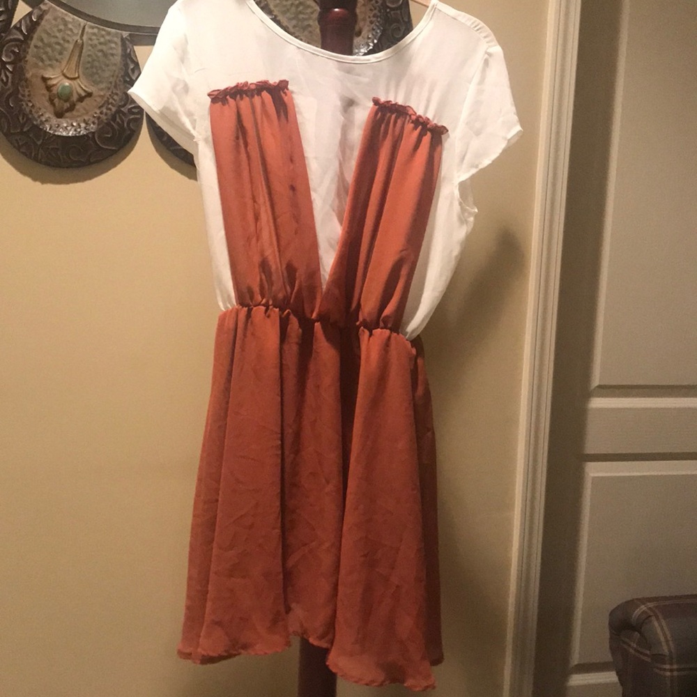 Burnt orange Pleated dress